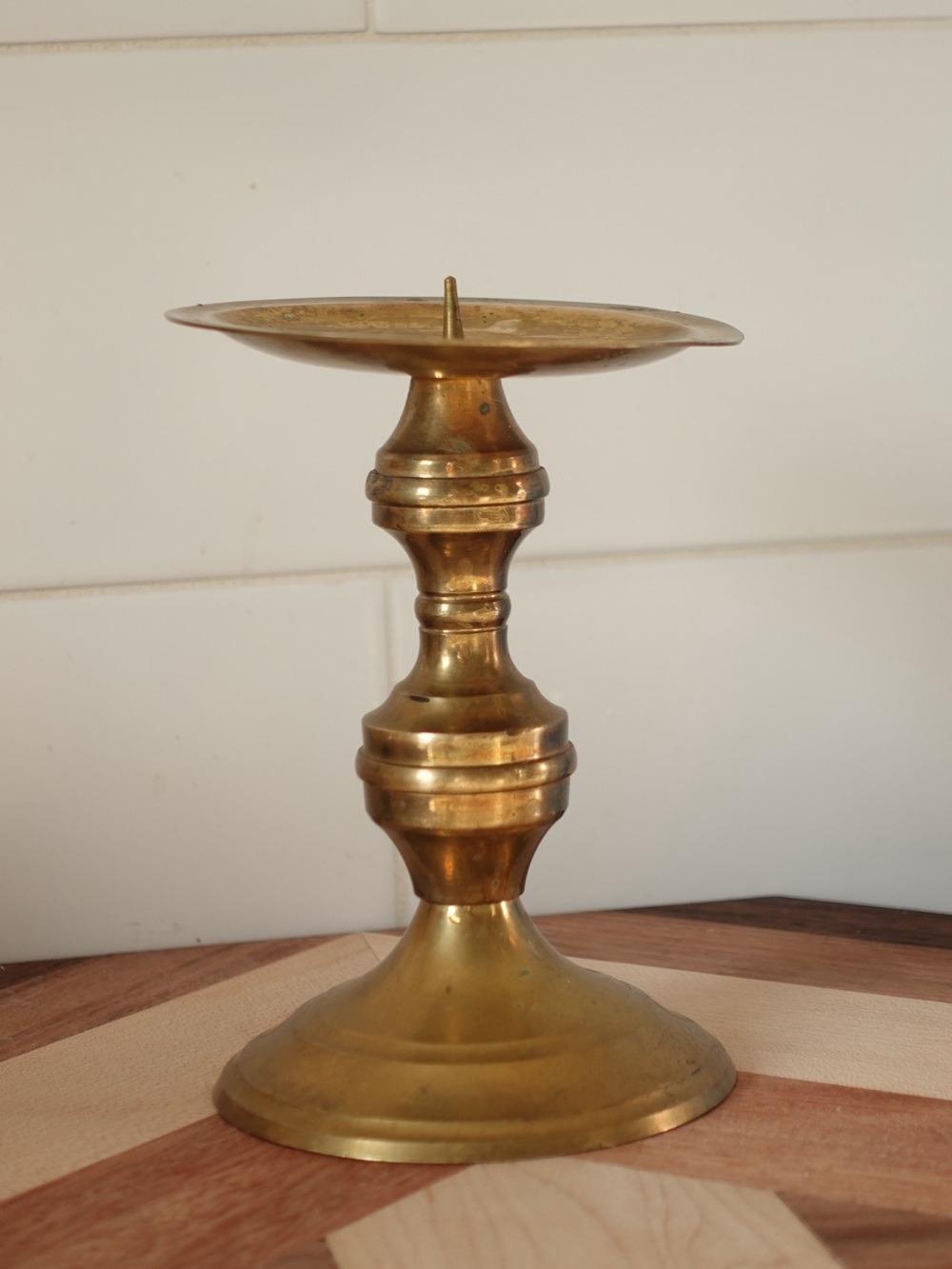 Vintage Brass Pillar Candle Holder Baluster Spike - Picture 4 of 8